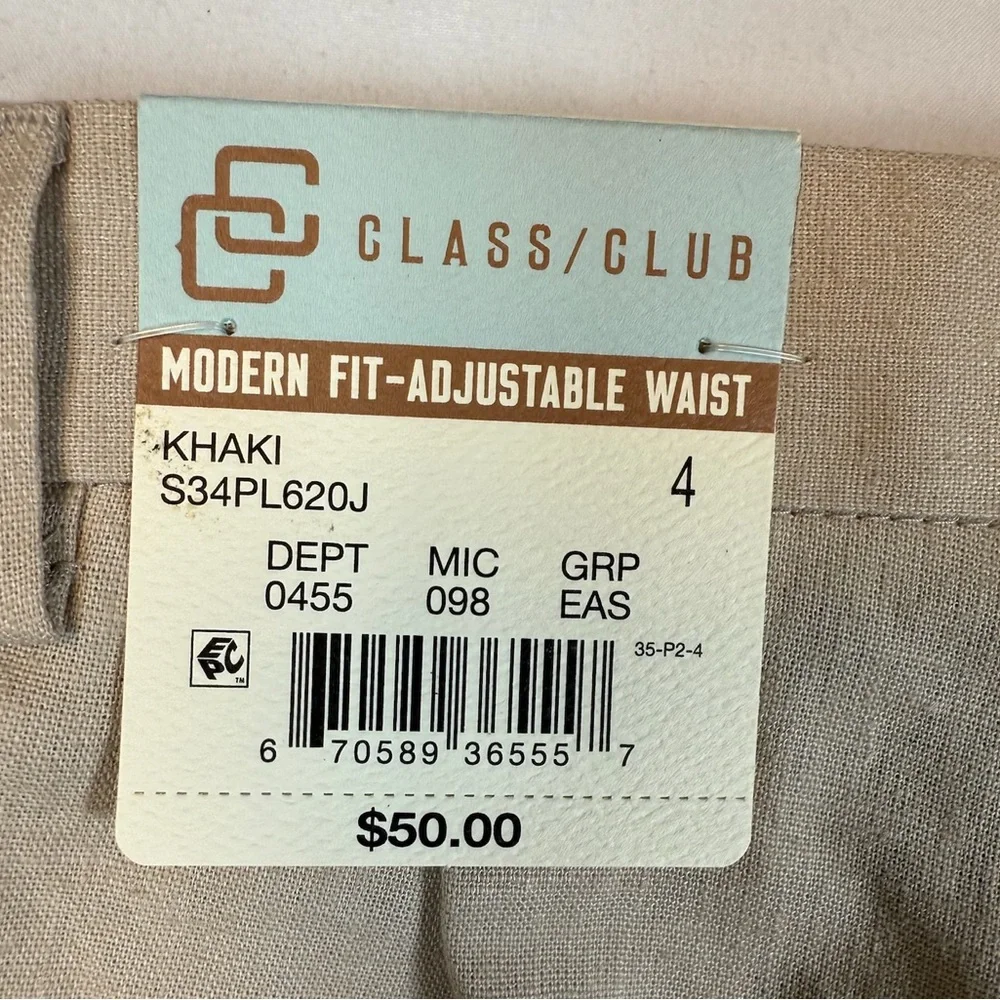 NWT CLASS CLUB Boys Khaki Dress‎ Pants Modern Fit Adjustable Waist Size 4 NEW